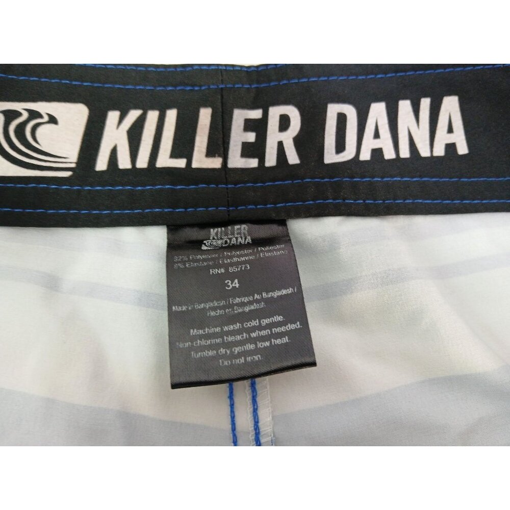 Killer Dana Mens Blue Green Ombre Striped Swim Board Shorts Size 34 Pocket - Picture 6 of 13